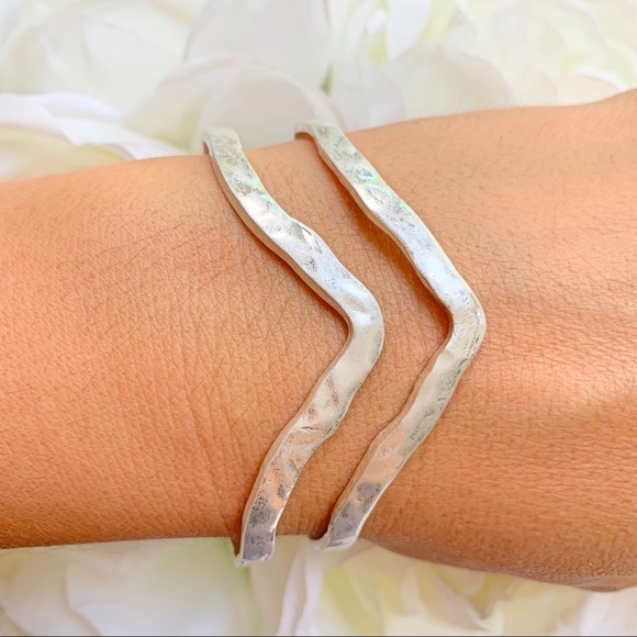 Jewelry - Last One Hammered Chevron Cut Cuff Bracelet.